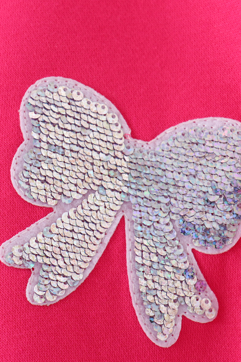 Magenta bow sequin mom&me sweatshirt - Aaria Tees Aaria Tees