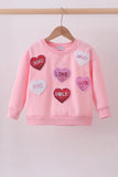 Pink heart love smile sequin fleece mom&me sweatshrit - Aaria Tees Aaria Tees