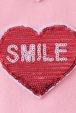 Pink heart love smile sequin fleece mom&me sweatshrit - Aaria Tees Aaria Tees