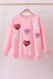 Pink heart love smile sequin fleece mom&me sweatshrit - Aaria Tees Aaria Tees