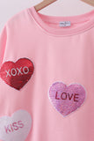Pink heart love smile sequin fleece mom&me sweatshrit - Aaria Tees Aaria Tees