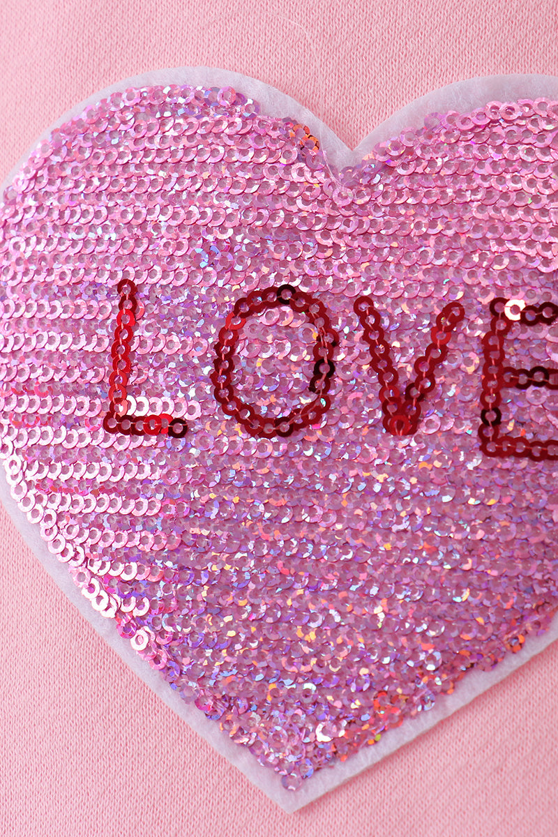 Pink heart love smile sequin fleece mom&me sweatshrit - Aaria Tees Aaria Tees