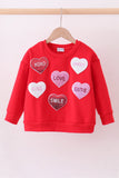 Red heart love smile sequin fleece mom&me sweatshrit - Aaria Tees Aaria Tees