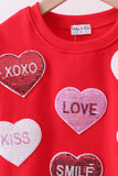 Red heart love smile sequin fleece mom&me sweatshrit - Aaria Tees Aaria Tees