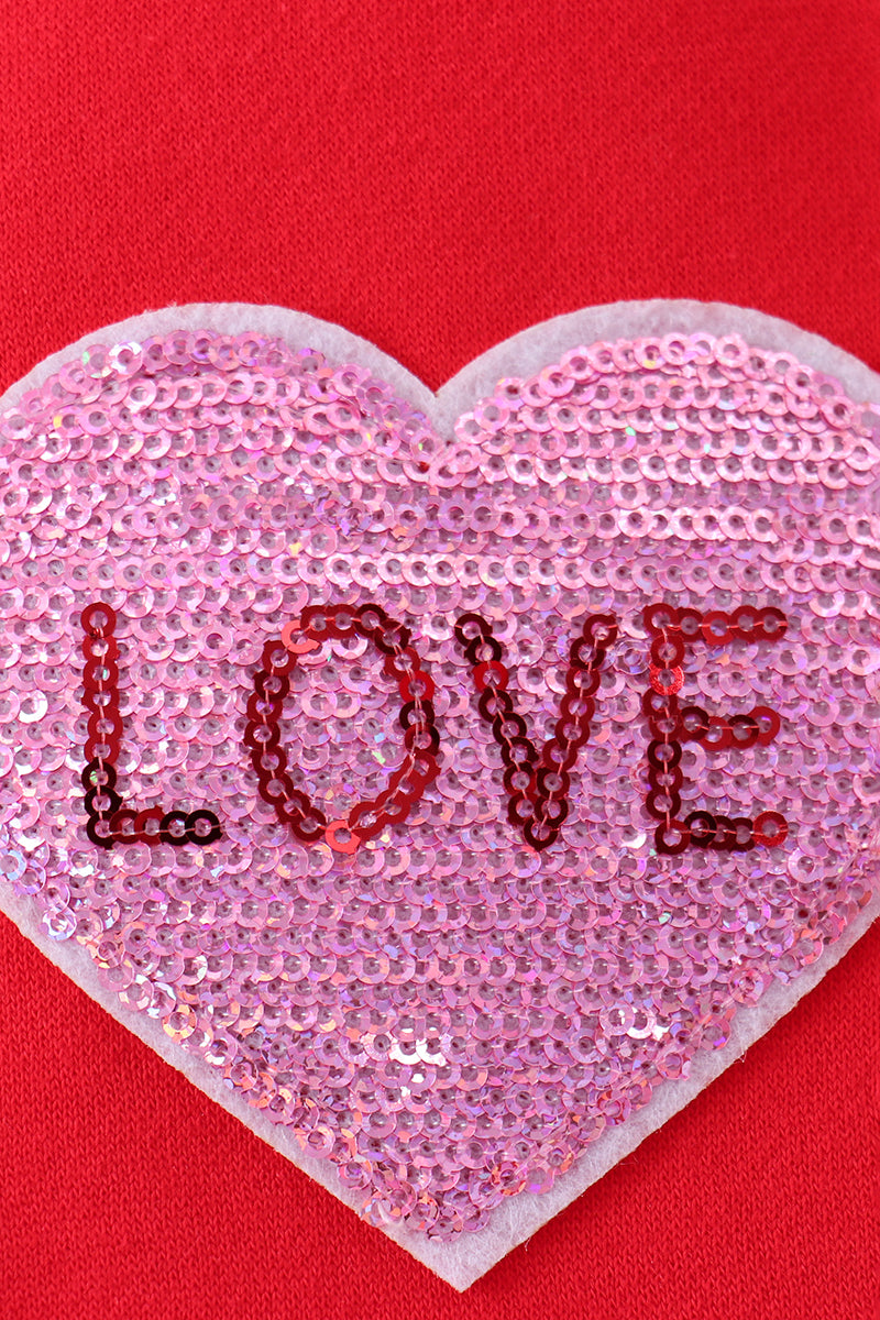 Red heart love smile sequin fleece mom&me sweatshrit - Aaria Tees Aaria Tees