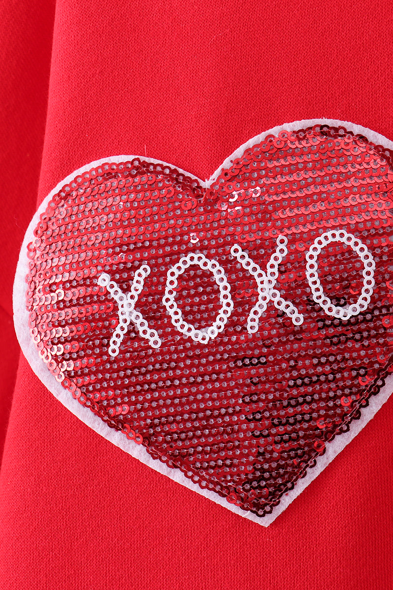 Red heart love smile sequin fleece mom&me sweatshrit - Aaria Tees Aaria Tees