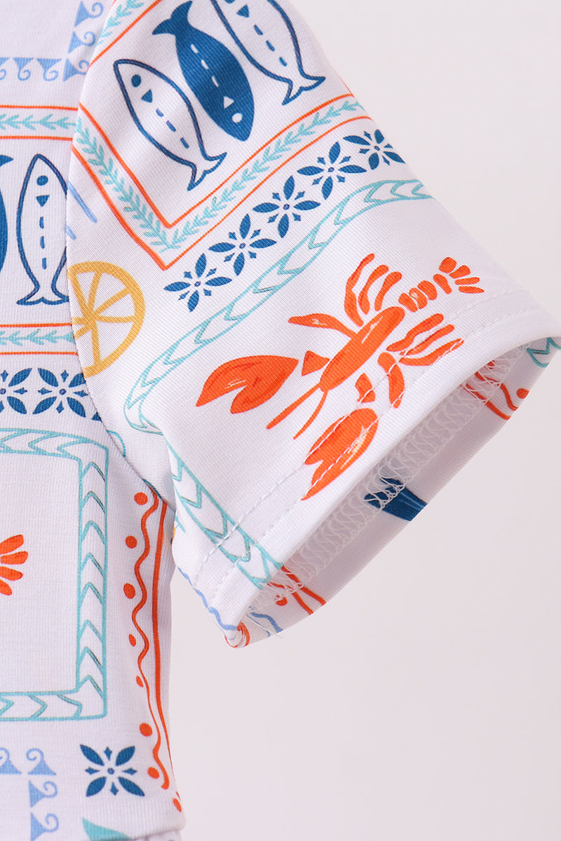 Coconut trees lobsters print bamboo jumpsuit - Aaria Tees Aaria Tees