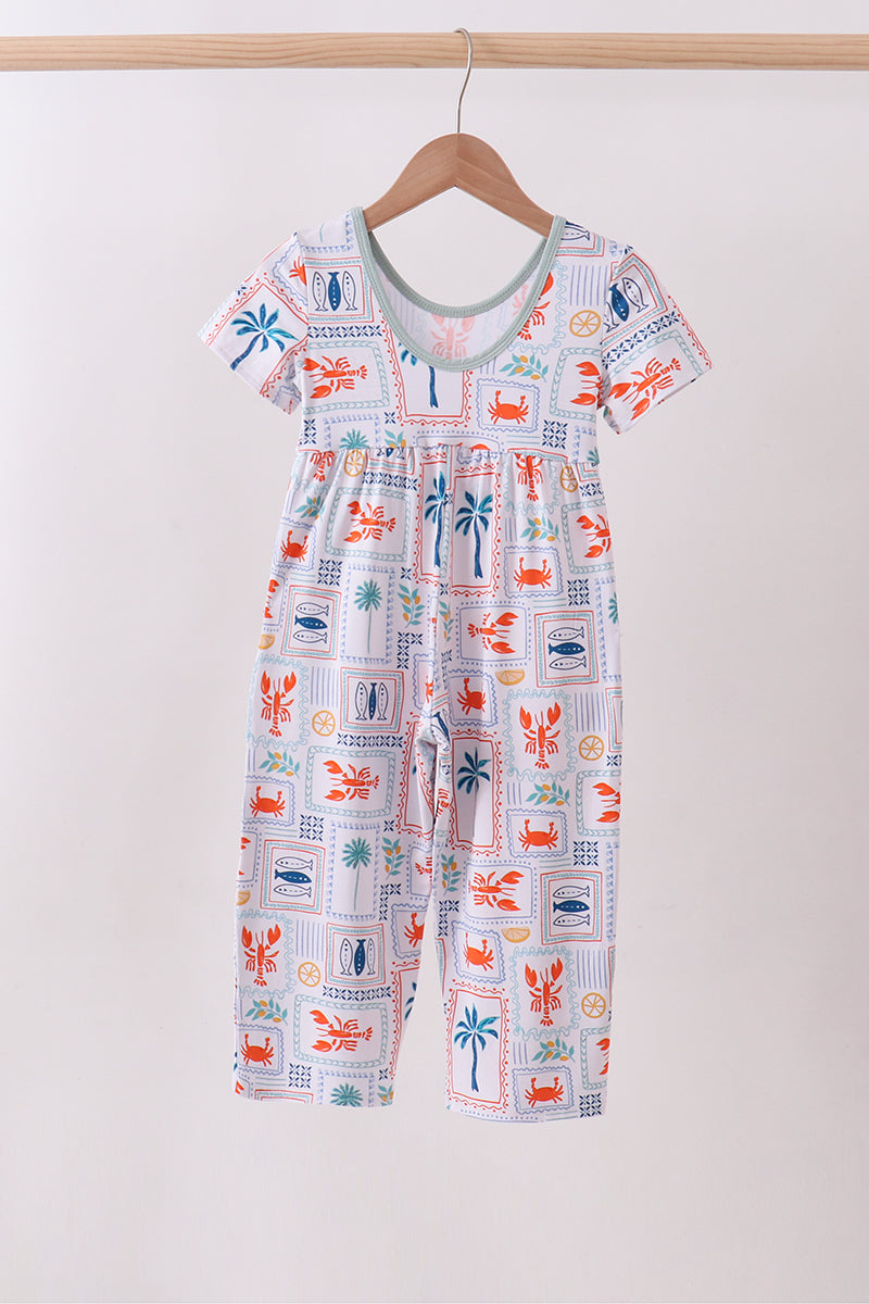 Coconut trees lobsters print bamboo jumpsuit - Aaria Tees Aaria Tees