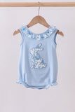Blue bunny applique ruffle bubble - Aaria Tees Aaria Tees