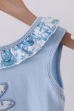 Blue bunny applique ruffle bubble - Aaria Tees Aaria Tees