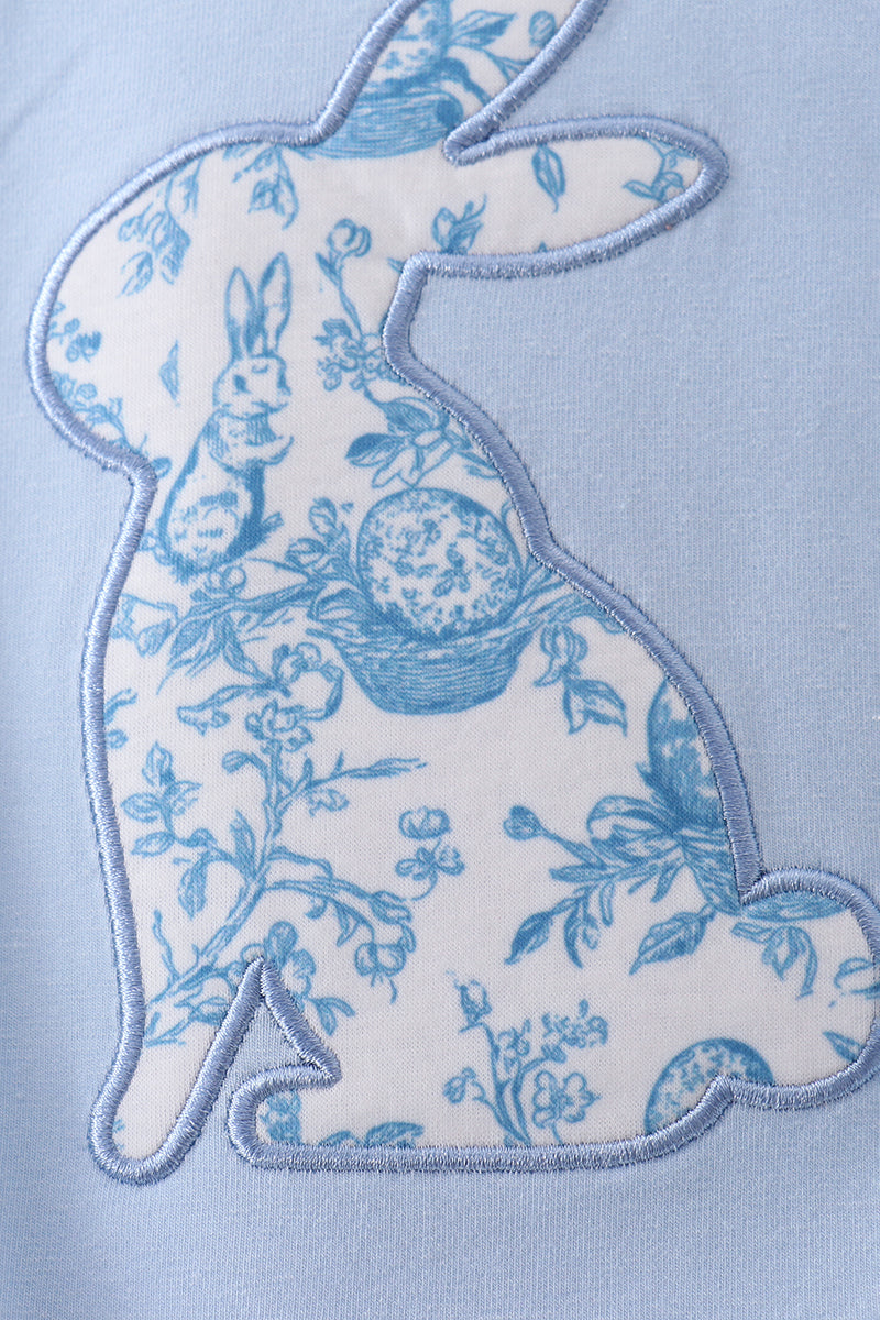 Blue bunny applique ruffle bubble - Aaria Tees Aaria Tees