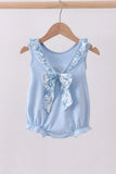 Blue bunny applique ruffle bubble - Aaria Tees Aaria Tees