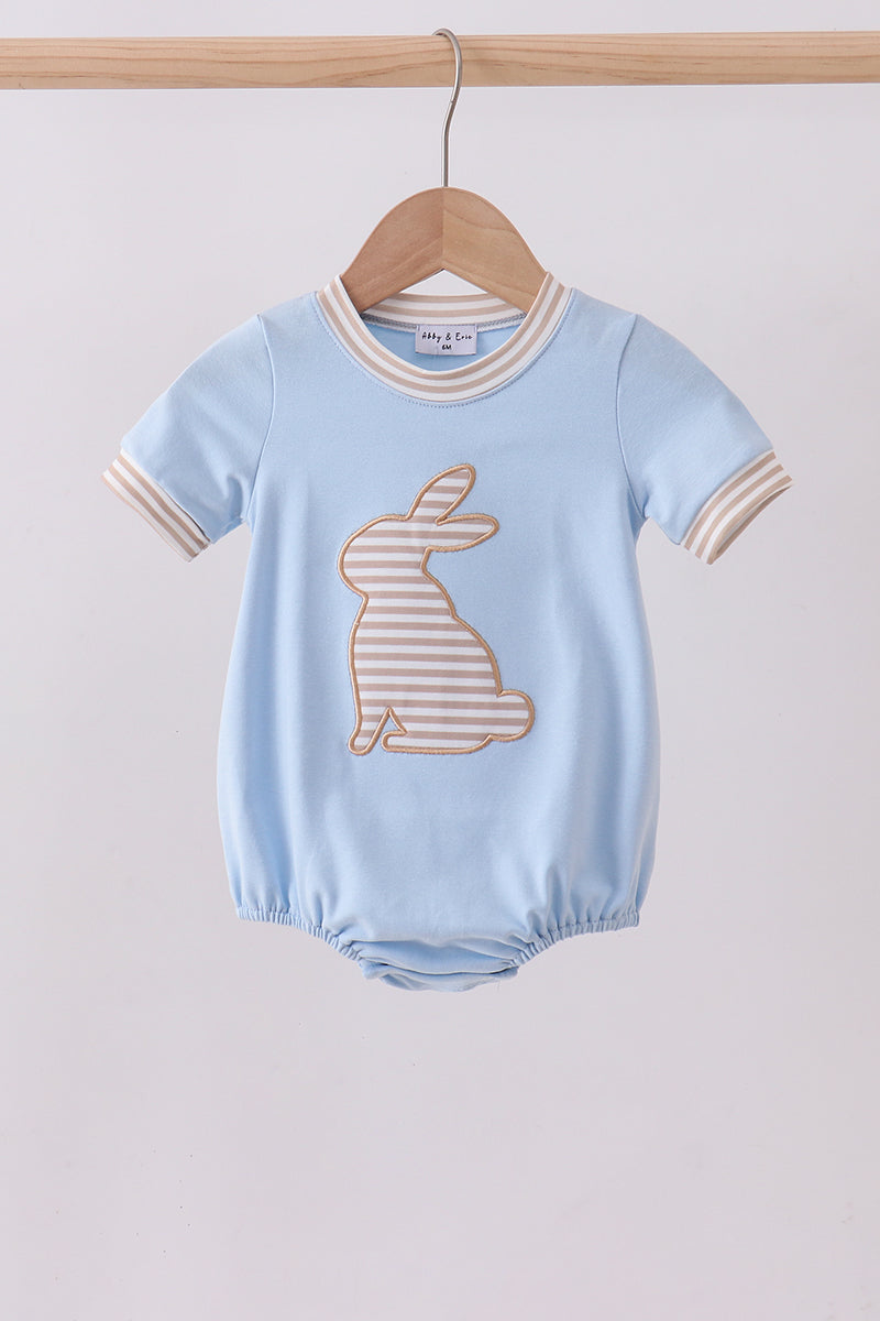 Blue bunny applique bubble - Aaria Tees