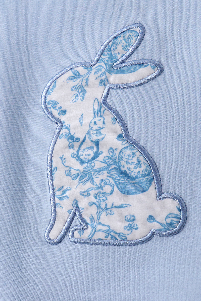 Blue bunny applique ruffle shorts set - Aaria Tees Aaria Tees