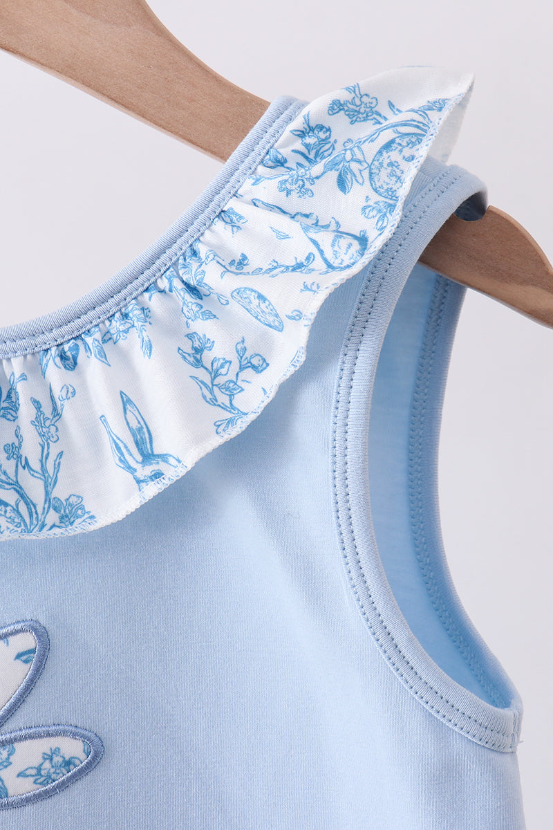 Blue bunny applique ruffle dress - Aaria Tees Aaria Tees
