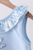 Blue bunny applique ruffle dress - Aaria Tees Aaria Tees