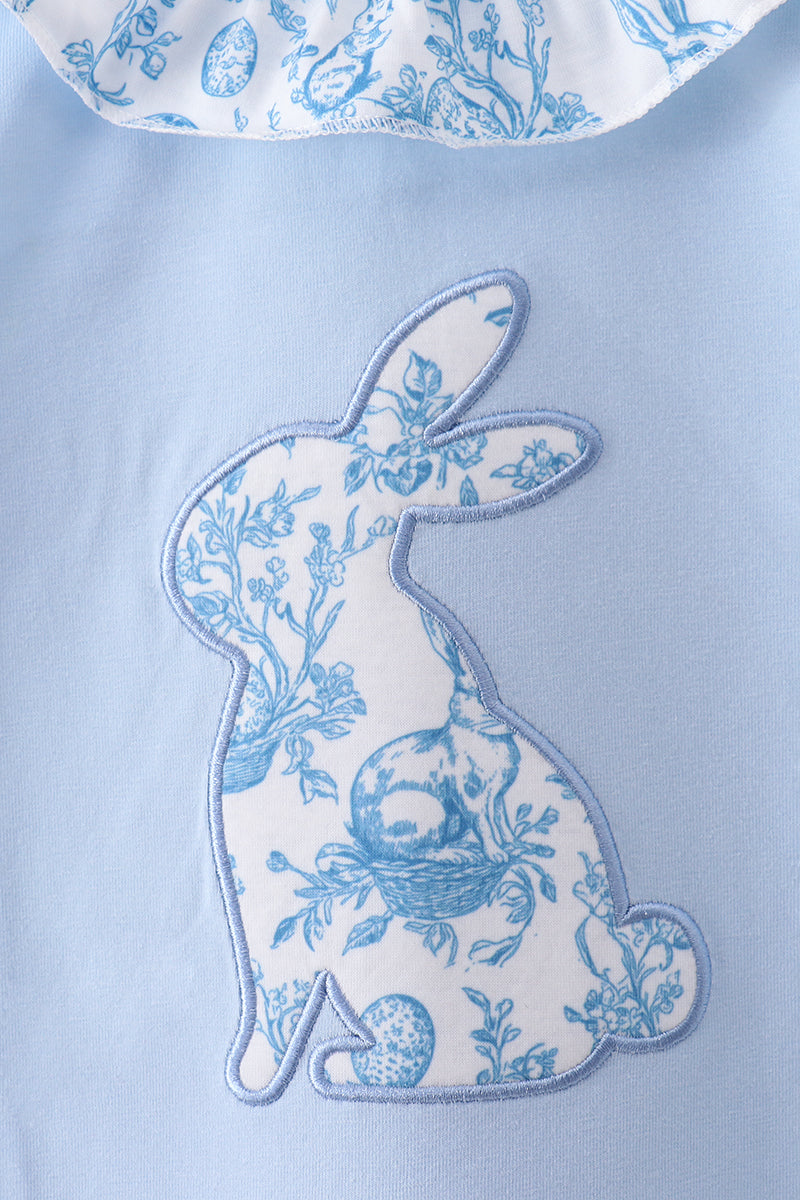 Blue bunny applique ruffle dress - Aaria Tees Aaria Tees