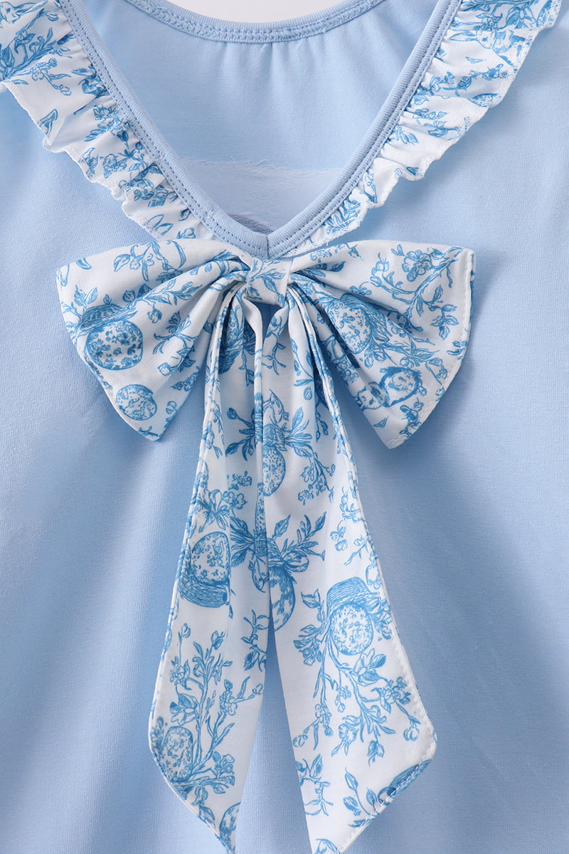 Blue bunny applique ruffle dress - Aaria Tees Aaria Tees
