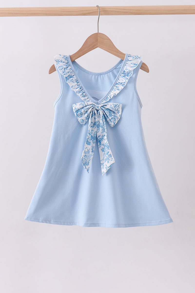 Blue bunny applique ruffle dress - Aaria Tees Aaria Tees