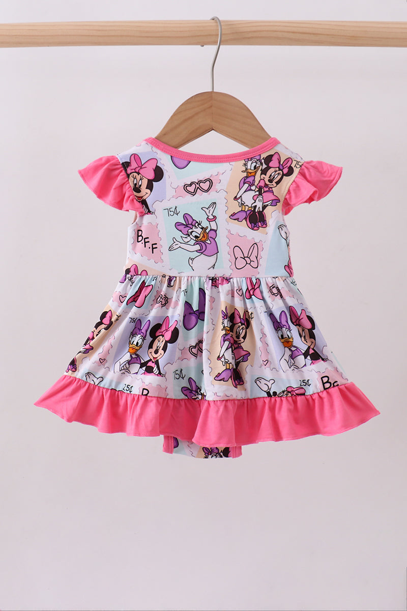 Pink character bamboo ruffle romper - Aaria Tees Aaria Tees