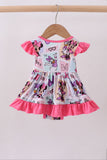Pink character bamboo ruffle romper - Aaria Tees Aaria Tees