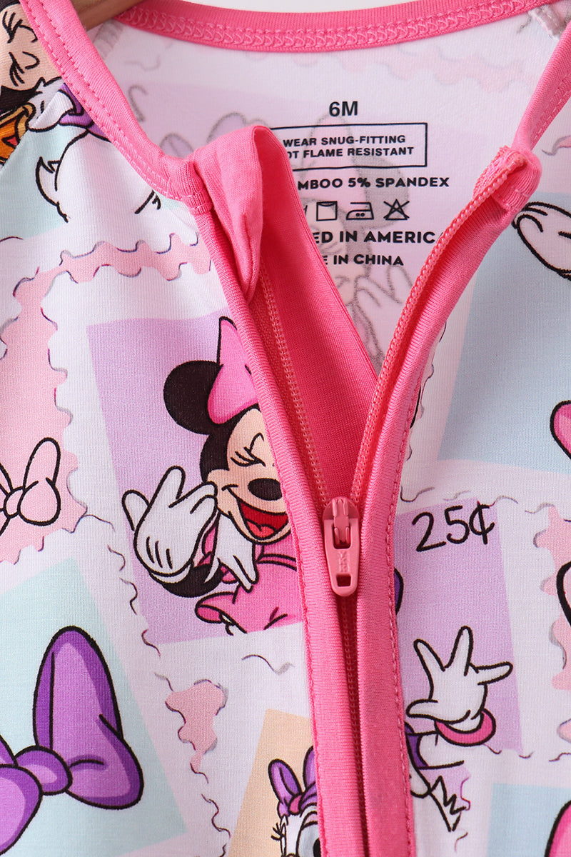 Pink character bamboo romper - Aaria Tees Aaria Tees
