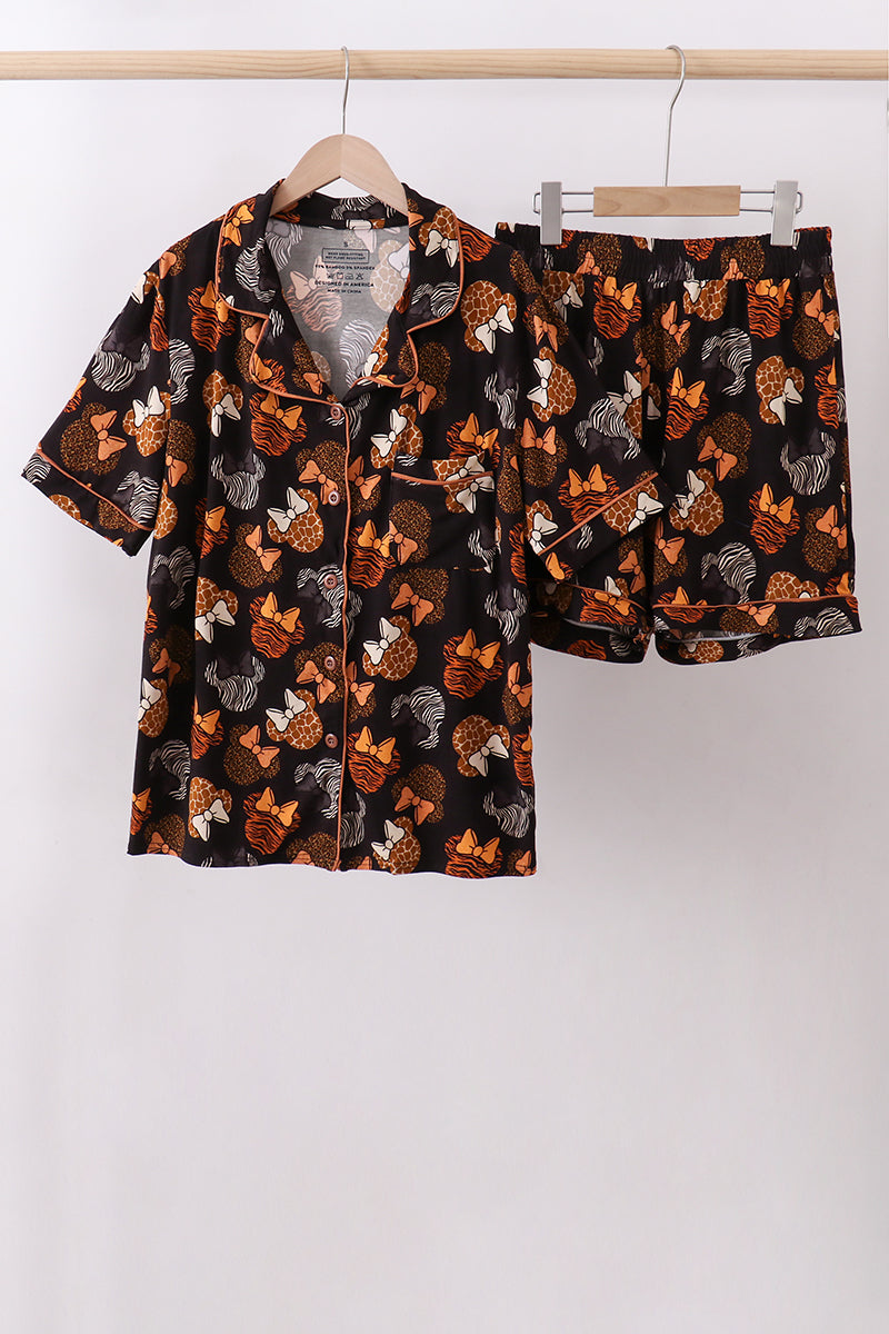 Brown character bamboo pajama set - Aaria Tees Aaria Tees