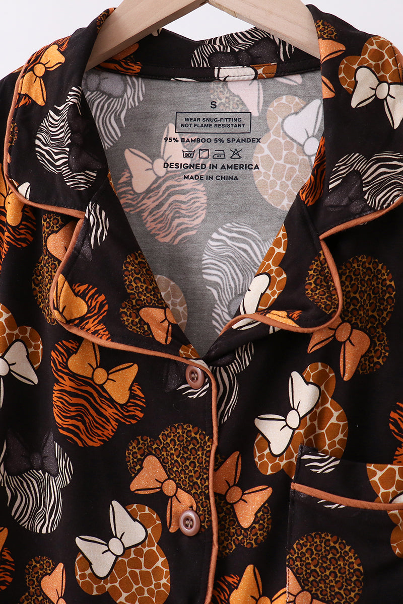 Brown character bamboo pajama set - Aaria Tees Aaria Tees
