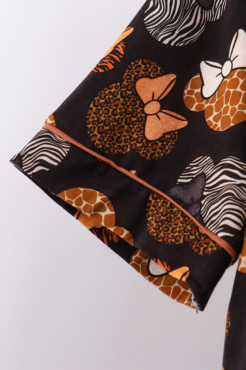 Brown character bamboo pajama set - Aaria Tees Aaria Tees