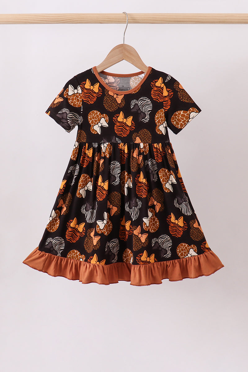 Brown character bamboo dress - Aaria Tees