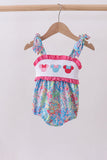 Pink character smocked ruffle bubble - Aaria Tees Aaria Tees