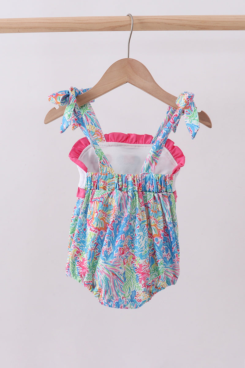 Pink character smocked ruffle bubble - Aaria Tees Aaria Tees