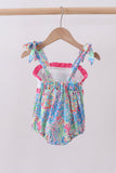 Pink character smocked ruffle bubble - Aaria Tees Aaria Tees