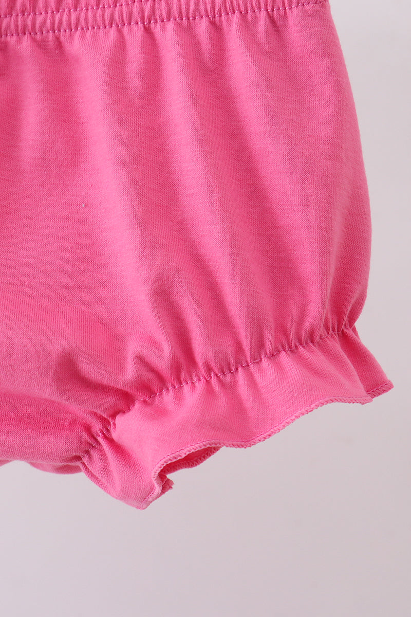 Pink character smocked ruffle bloomer set - Aaria Tees Aaria Tees