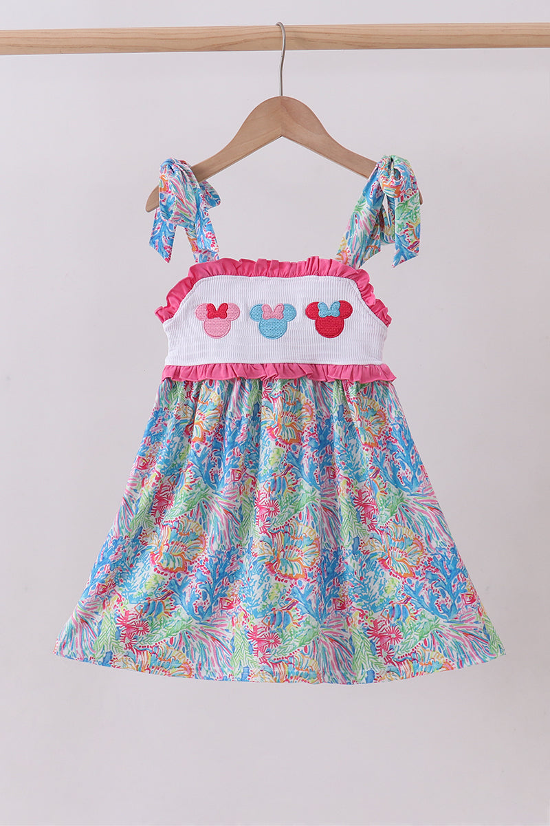 Pink character smocked ruffle dress - Aaria Tees Aaria Tees