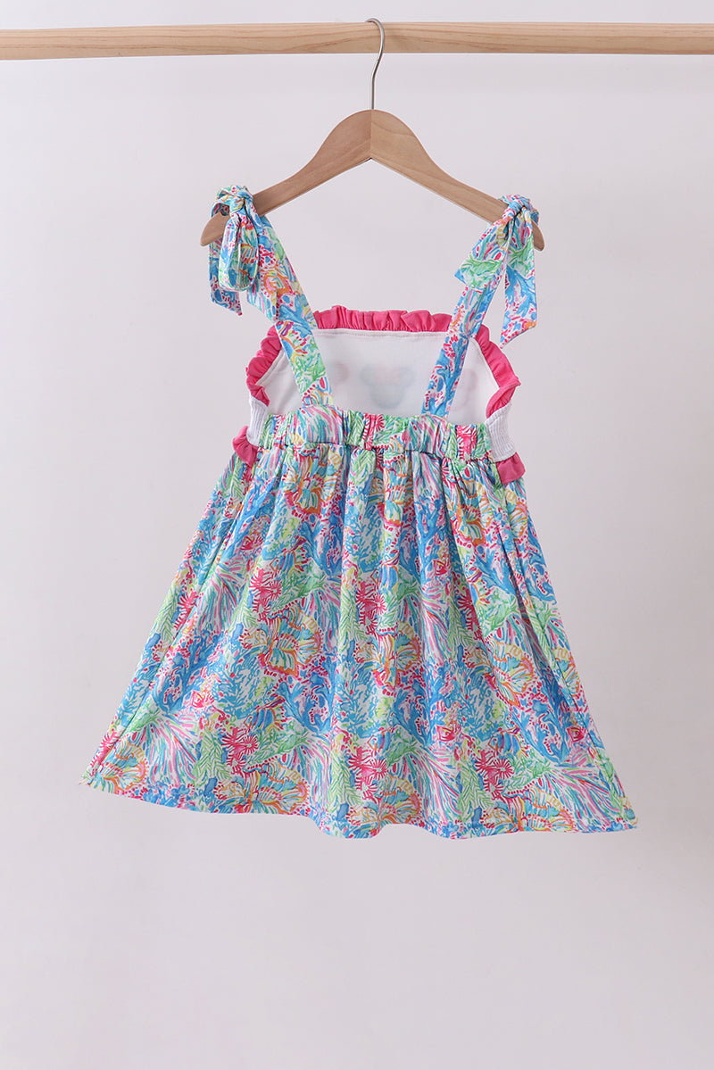 Pink character smocked ruffle dress - Aaria Tees Aaria Tees