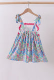 Pink character smocked ruffle dress - Aaria Tees Aaria Tees