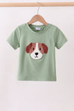 Sage puppy french knot top - Aaria Tees Aaria Tees