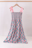 Pink floral smocked tiered dress - Aaria Tees Aaria Tees