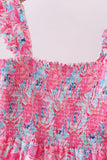 Pink floral smocked ruffle mom&me tiered dress - Aaria Tees Aaria Tees