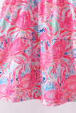 Pink floral smocked ruffle mom&me tiered dress - Aaria Tees Aaria Tees