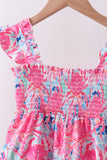 Pink floral smocked ruffle mom&me tiered dress - Aaria Tees Aaria Tees
