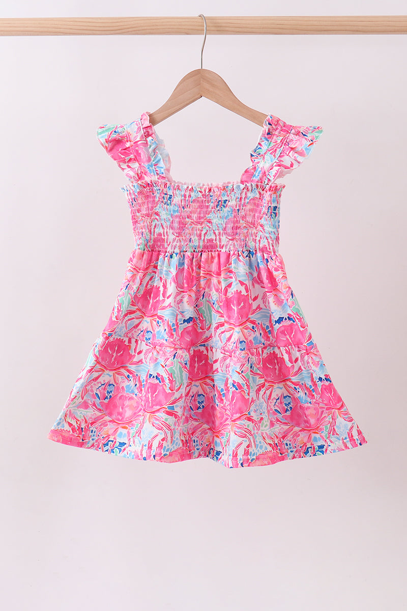Pink floral smocked ruffle mom&me tiered dress - Aaria Tees Aaria Tees