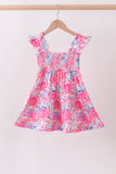 Pink floral smocked ruffle mom&me tiered dress - Aaria Tees Aaria Tees