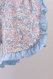 Blue floral boot applique ruffle shorts set - Aaria Tees Aaria Tees