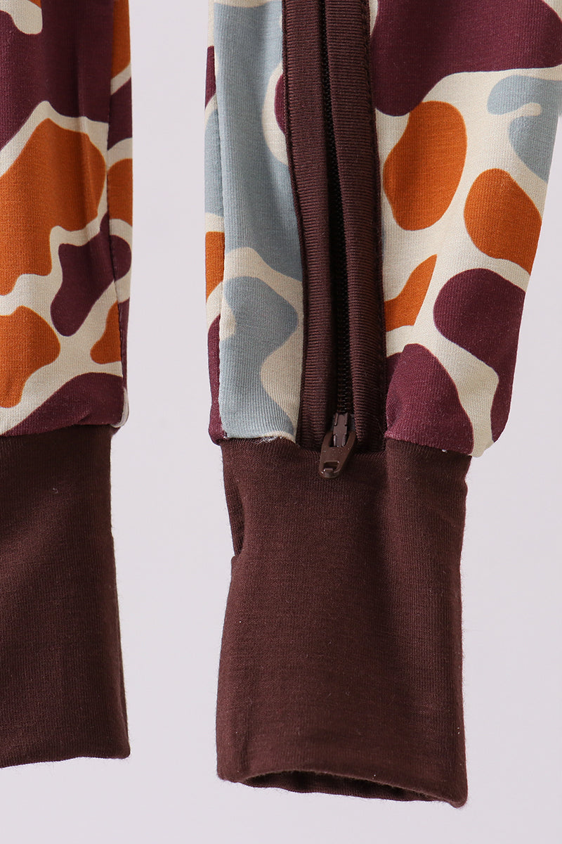 Camouflage print zipper bamboo romper - Aaria Tees Aaria Tees