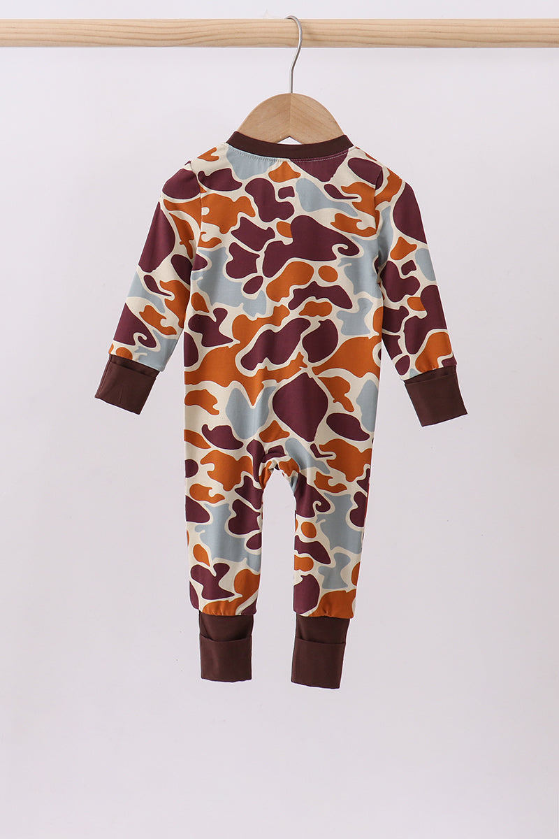 Camouflage print zipper bamboo romper - Aaria Tees Aaria Tees