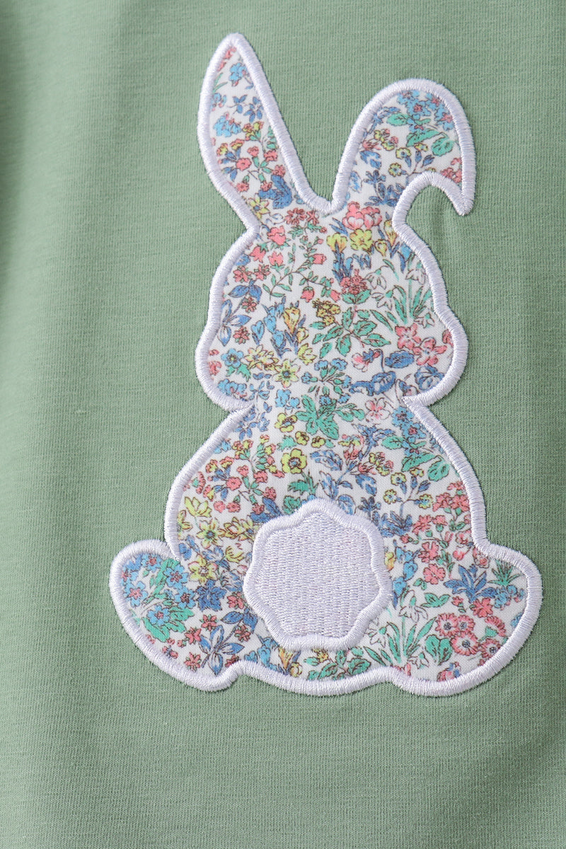 Sage floral bunny applique skorts set - Aaria Tees Aaria Tees