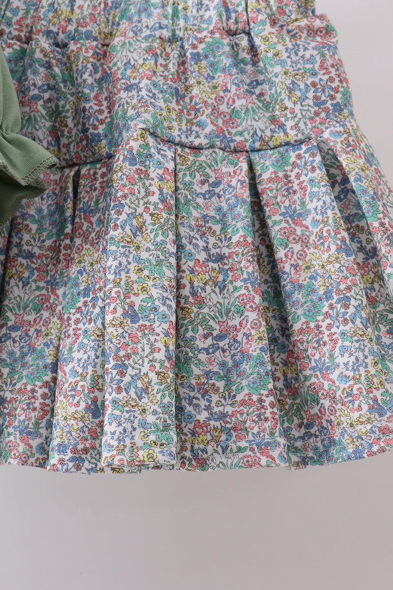 Sage floral bunny applique skorts set - Aaria Tees Aaria Tees