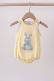 Yellow plaid bunny applique bubble - Aaria Tees Aaria Tees